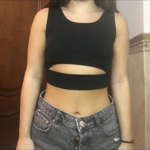 Black crop top with cutout